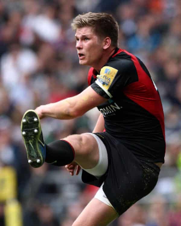 Owen Farrell puts over a penalty during Saracens’ 2011 Premiership final against Leicester.
