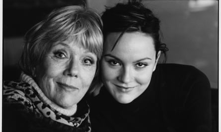 DianaRigg in a thick turtleneck next to Rachael Stirling, both slightly smiling, in 2005