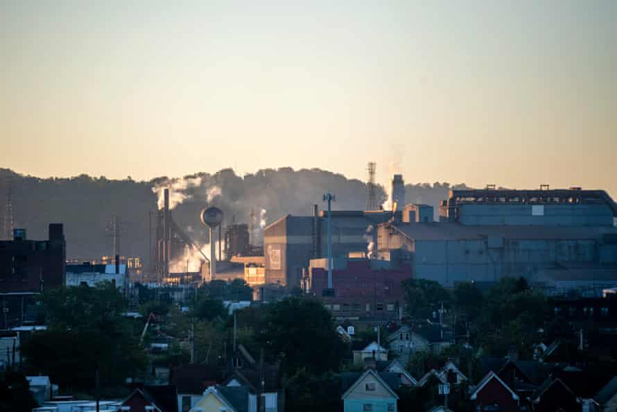 Sunrise over factories in the city’s Braddock neighborhood.