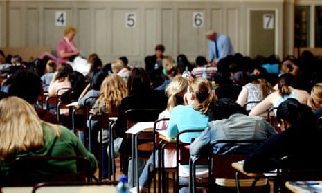 Students sitting an exam. 