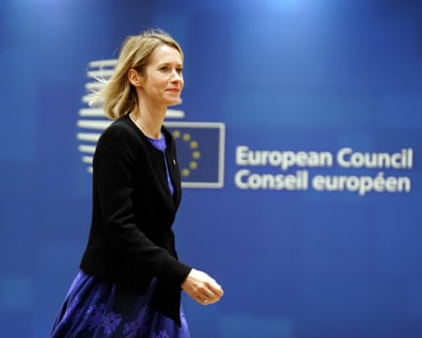 Kaja Kallas arrives at the European Council in Brussels, Belgium.