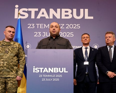 Rustem Umerov addresses the media after a new round of peace talks.
