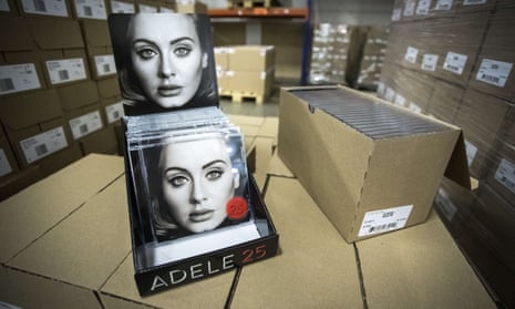 Ready to ship … copies of Adele’s 25 in a music distribution warehouse. Photo: AFP/Getty Images