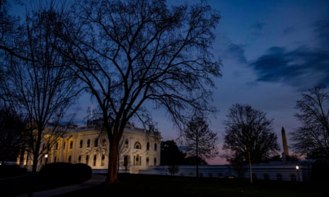 Dusk falls over the White House in Washington DC on Monday.