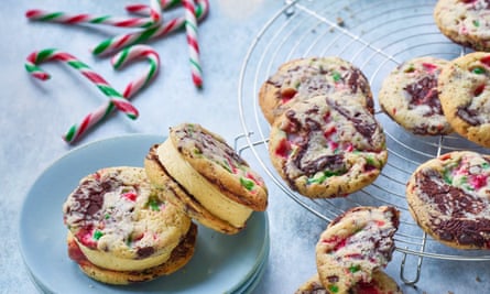 Candy cane chocolate chip cookies.