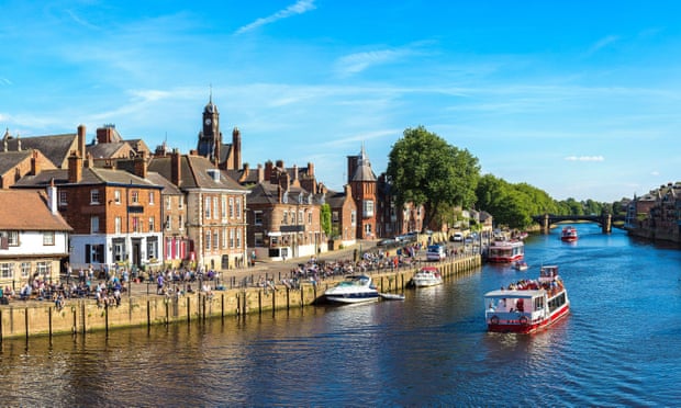 Panorama of River Ouse in York in North Yorkshire on a beautiful summer day.