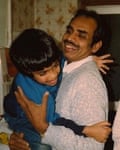 Guy Gunaratne as a child, with his father