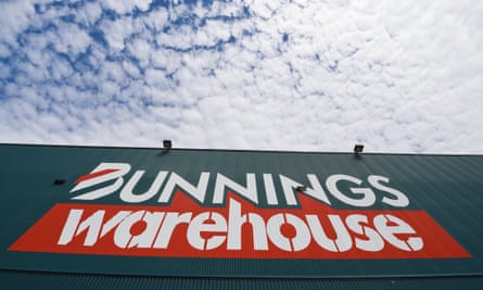 A Bunnings warehouse store with a blue sky backdrop