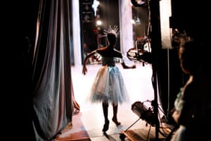 A ballet dancer prepares backstage during the final dress rehearsal for Nutcracker by Pyotr Tchaikovsky at the Joburg Ballet, in Johannesburg, South Africa