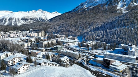 View of cable car gondola station at St Moritz.