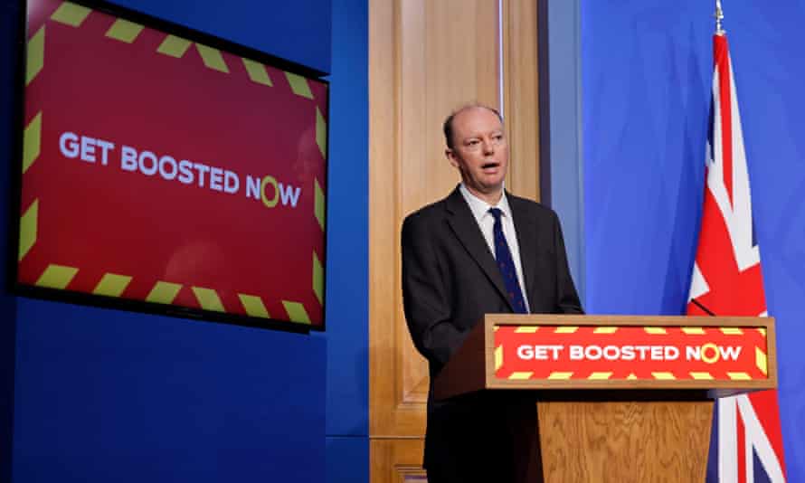 Britain’s Chief Medical Officer for England Chris Whitty addresses the nation during a Covid Update at Downing Street on December 15, 2021 in London, England.