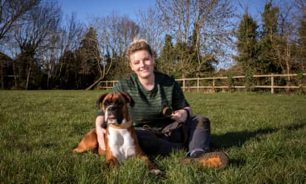 Freya McMurray with her boxer dog, Dolly.