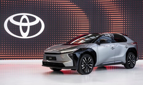 An updated version of Toyota’s bZ4X electric car, unveiled at a launch event in Brussels.