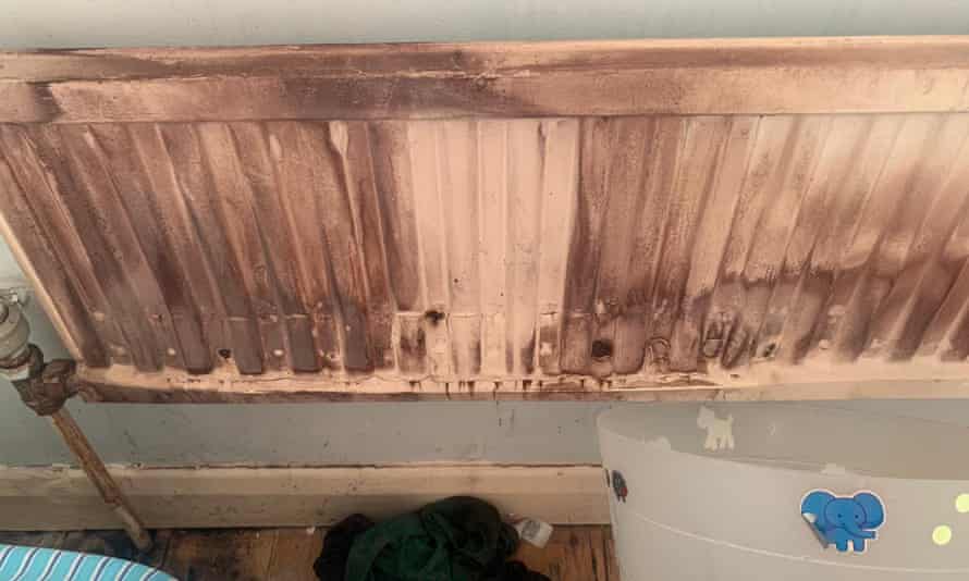 Luca's exploded radiator jetting out scalding water ... luckily the family was away at the time.
