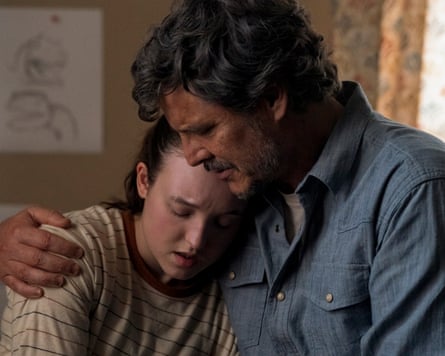 Pedro Pascal with Bella Ramsey in The Last of Us.
