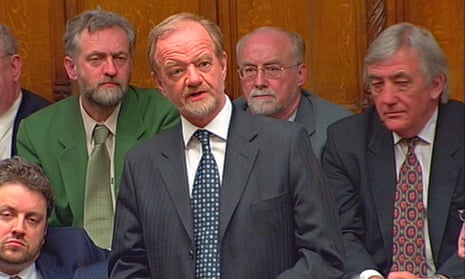 Leader of the house of commons Robin Cook speaks to the chamber on the day of his resignation, 17 March 2003.
