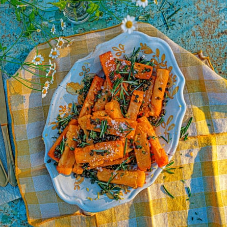 Panisses with crisp herby capers.