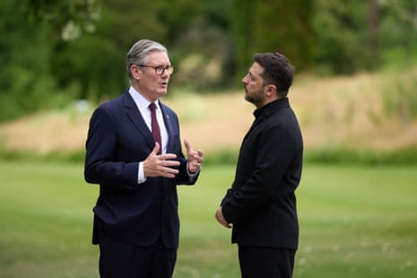 UK prime minister Keir Starmer speaking to the Ukrainian president, Volodymyr Zelenskyy.