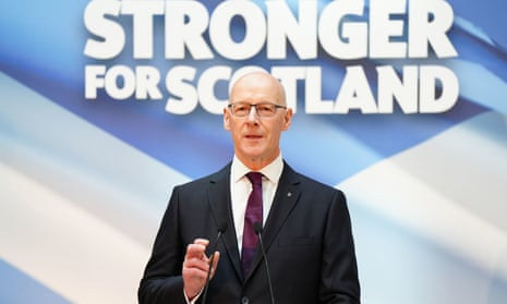 The newly elected leader of the Scottish National Party (SNP), John Swinney delivers his acceptance speech at Advanced Research Centre (ARC), Glasgow University, after he was confirmed as the SNP's new leader