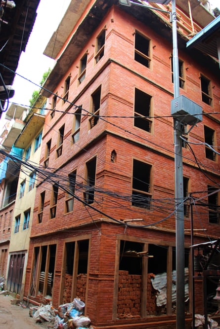 A rebuilt street front in Patan.