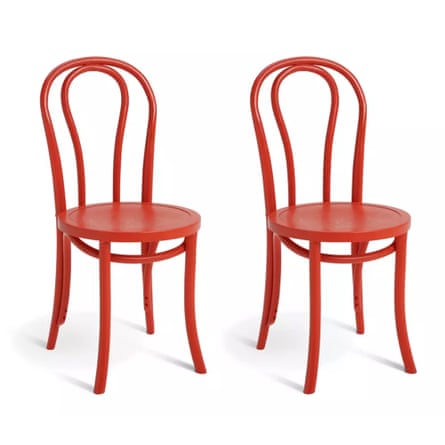Habitat 60 Larsa Pair of Solid Wood Dining Chairs Red