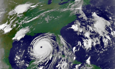 Satellite image of 2005 showing Hurricane Katrina west of Florida when it was labelled as category 4.