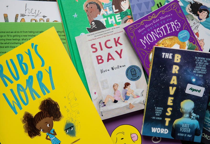 A collection of children's books dealing with anxiety and similar topics at Gleebooks Books, Glebe, Sydney, Australia. June 7, 2022.
