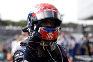 Gasly celebrates after finishing in second place.