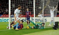 Girona's Cristhian Stuani scores their fourth goal  against Barcelona
