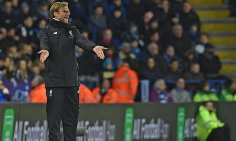 Jürgen Klopp shows his frustration during Liverpool’s 3-1 defeat at Leicester