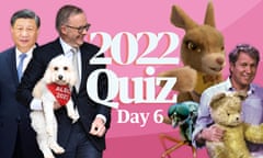 Composite for quiz, day six, featureing Xi Jinping, Anthony Albanese, John Hamblin and tourism roo