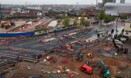 Work on the HS2 construction site in Birmingham, 1 October 2024.
