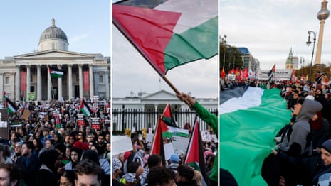 Pro-Palestine protests take place in cities around the world – video