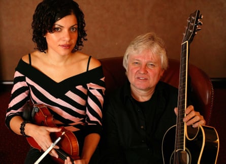 Chip Taylor with the violinist and vocalist Carrie Rodriguez in 2003.