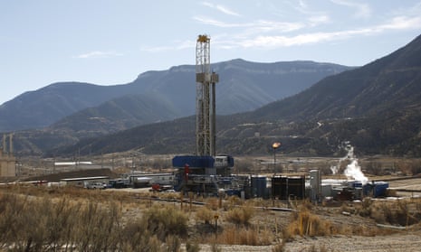 A WPX Energy natural gas drilling rig north of Parachute, Colorado. The BLM has <a href="http://www.theguardian.com/world/2014/may/11/fracking-gas-wells-inspections-government-failure-rules">long been criticized by environmental groups</a> for kowtowing to big oil and gas.