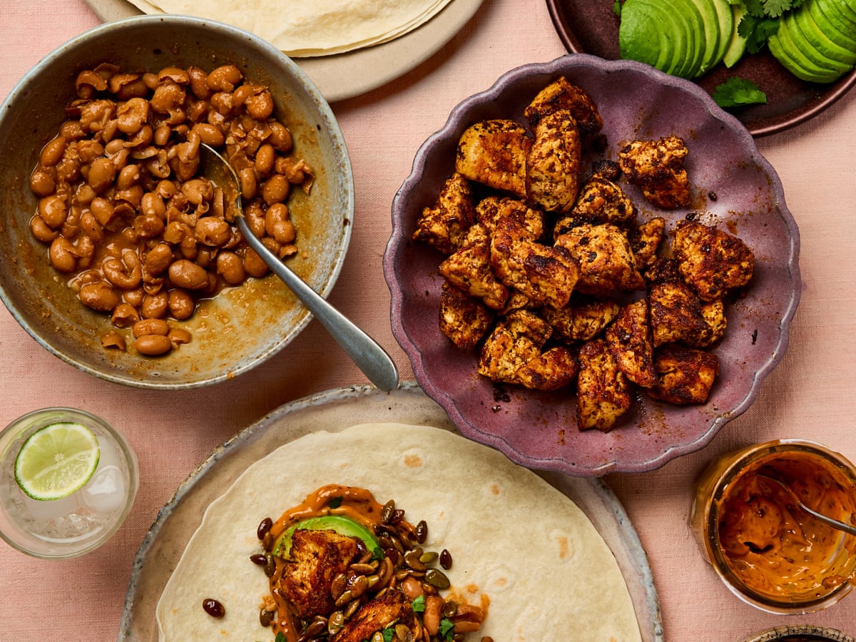 Breakfast burrito with chipotle tofu and pinto beans