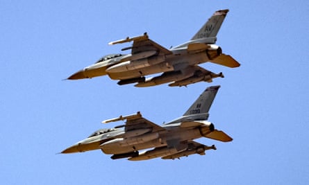 US Air Force F-16 fighter jets prepare to land at an airbase in Ben Guerir, about 58 kilometres north of Marrakesh, during ‘African Lion’ military exercises.