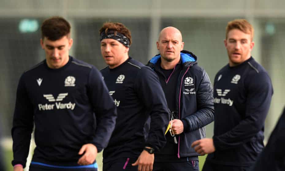 Gregor Townsend (second right) believes recent meetings at Twickenham and Murrayfield have Scotland well-prepared to play in bad weather.