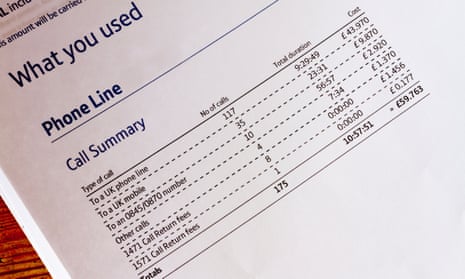 BT phone bill from UK based telecommunications company. Image shot 2013. 