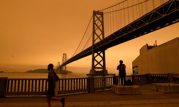 San Francisco’s sky turns orange from wildfire smoke in September 2020.