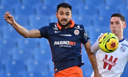 Gaëtan Laborde in action for Montpellier against Strasbourg this season.