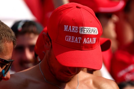 A fan wears a Make Ferrari Great Again cap