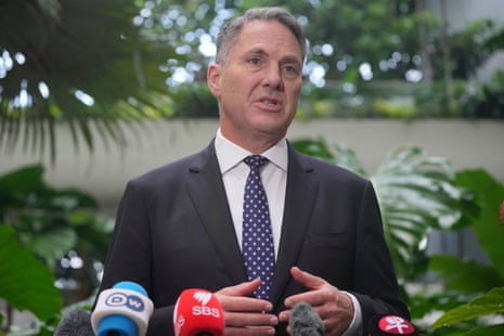 Richard Marles speaks to journalists in Singapore