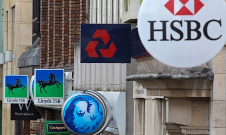 Signs for Lloyds, Barclays, Natwest and HSBC banks
