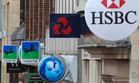 Four high street bank logos - Lloyds, Barclays, HSBC and NatWest