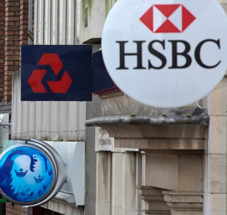 Signs outside branches of banks