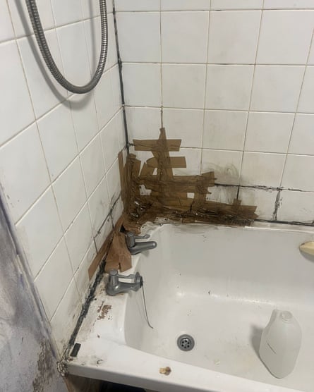 Black mould in the corner of a bath/tiling