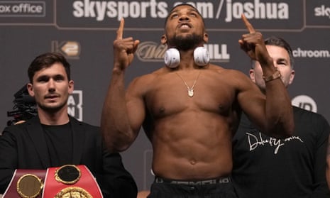 Anthony Joshua at the weigh-in for his fight against Oleksandr Usyk