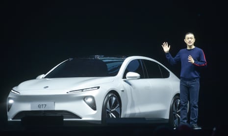 Chief executive William Li at the launch of Nio’s ET7 saloon in Chengdu, China.
