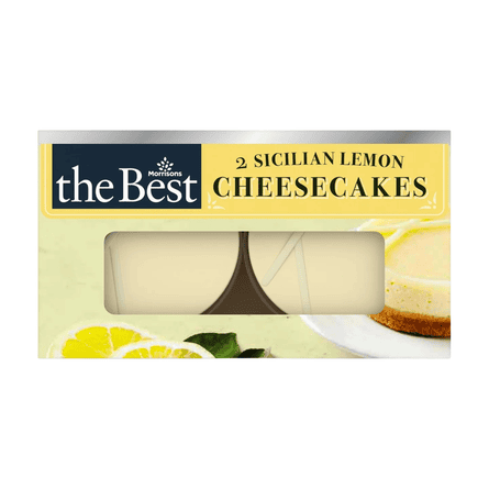 A packet of two Morrisons The Best Sicilian lemon cheesecakes.